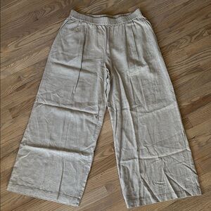 Zara Linen Wide-Leg Pants in Beige - NWT